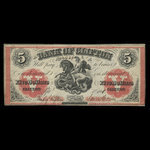 Canada, Bank of Clifton, 5 dollars <br /> 1 septembre 1861