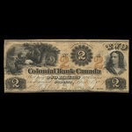 Canada, Colonial Bank of Canada, 2 dollars <br /> 4 avril 1859