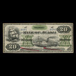 Canada, Bank of Acadia, 20 dollars <br /> 2 décembre 1872