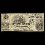 Canada, Banque de la Cité, 4 dollars <br /> 1 janvier 1857