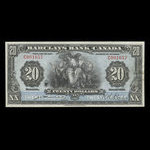 Canada, Barclays Bank, 20 dollars <br /> 3 septembre 1929