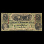 Canada, Eastern Townships Bank, 2 dollars <br /> 1 août 1859