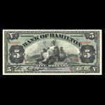 Canada, Bank of Hamilton, 5 dollars <br /> 1 juin 1909