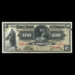 Canada, Home Bank of Canada, 100 dollars <br /> 1 mars 1904