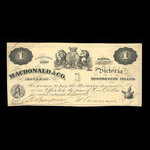 Canada, Macdonald & Company Bankers, 1 dollar <br /> 6 septembre 1863