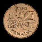 Canada, Élisabeth II, 1 cent <br /> 1954