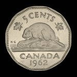 Canada, Élisabeth II, 5 cents <br /> 1962