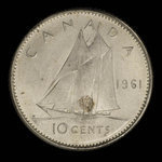 Canada, Élisabeth II, 10 cents <br /> 1961