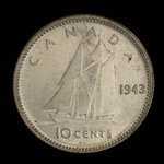 Canada, Georges VI, 10 cents <br /> 1943