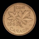 Canada, Élisabeth II, 1 cent <br /> 1963