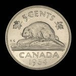 Canada, Élisabeth II, 5 cents <br /> 1964