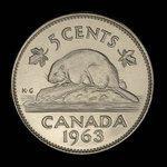 Canada, Élisabeth II, 5 cents <br /> 1963