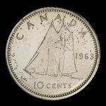 Canada, Élisabeth II, 10 cents <br /> 1963