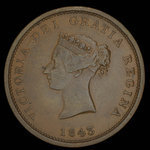 Canada, Province du Nouveau-Brunswick, 1 penny <br /> 1843