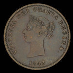 Canada, Province du Nouveau-Brunswick, 1/2 penny <br /> 1843