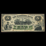 Canada, Maritime Bank of the Dominion of Canada, 5 dollars <br /> 3 octobre 1881