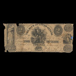 Canada, Bank of Upper Canada (York), 2 dollars <br /> 6 novembre 1836