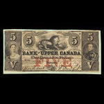 Canada, Bank of Upper Canada (York), 5 dollars <br /> 9 octobre 1849