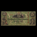 Canada, Bank of Upper Canada (York), 5 dollars <br /> 1 janvier 1861
