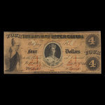 Canada, Bank of Upper Canada (York), 4 dollars <br /> 13 novembre 1860