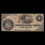 Canada, Colonial Bank of Canada, 1 dollar <br /> 4 mai 1859