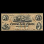 Canada, Colonial Bank of Canada, 50 dollars <br /> 4 août 1859