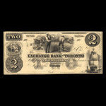Canada, Exchange Bank of Toronto, 2 dollars <br /> 1 mai 1855