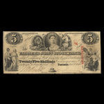 Canada, Farmer's Joint Stock Banking Co., 5 dollars <br /> 1 février 1849