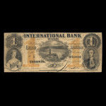 Canada, International Bank of Canada, 1 dollar <br /> 15 septembre 1858