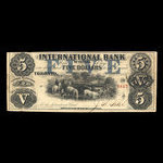 Canada, International Bank of Canada, 5 dollars <br /> 15 septembre 1858