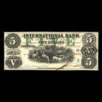 Canada, International Bank of Canada, 5 dollars <br /> 15 septembre 1858