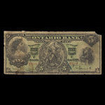 Canada, Ontario Bank, 5 dollars <br /> 1 janvier 1898