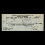 Canada, Ville de Raymond, 46 dollars <br /> 4 janvier 1934