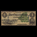 Canada, Ontario Bank, 4 dollars <br /> 1 août 1870