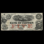 Canada, Bank of Clifton, 5 dollars <br /> 1 novembre 1859