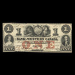 Canada, Bank of Western Canada, 1 dollar <br /> 20 septembre 1859