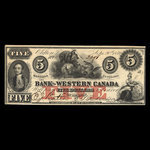 Canada, Bank of Western Canada, 5 dollars <br /> 20 septembre 1859