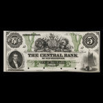 Canada, Central Bank of New Brunswick, 5 dollars <br /> 1 novembre 1866