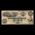 Canada, Zimmerman Bank, 10 dollars <br /> décembre 1856