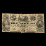 Canada, Ville d'Hamilton, 2 dollars <br /> 1 juin 1860