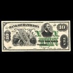 Canada, Bank of Hamilton, 10 dollars <br /> 2 septembre 1872