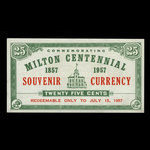 Canada, Ville de Milton, 25 cents <br /> 15 juillet 1957