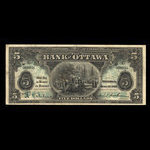 Canada, Bank of Ottawa (The), 5 dollars <br /> 1 juin 1912