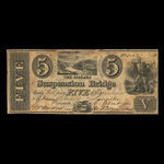 Canada, Niagara Suspension Bridge Bank, 5 dollars <br /> 13 octobre 1840