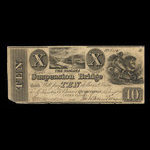 Canada, Niagara Suspension Bridge Bank, 10 dollars <br /> 4 janvier 1841