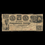 Canada, Niagara Suspension Bridge Bank, 20 dollars <br /> 1837