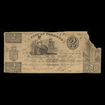 Canada, Ville de Toronto (Ontario), 2 dollars <br /> 7 novembre 1843