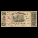 Canada, Ville de Toronto (Ontario), 4 dollars <br /> 10 juillet 1849