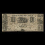 Canada, Agricultural Bank (Toronto), 1 dollar : 1 juillet 1835