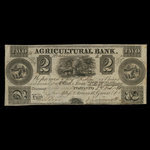 Canada, Agricultural Bank (Toronto), 2 dollars : 2 février 1836